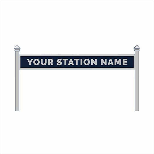 OO Scale Pre-Coloured Single-Sided Personalised Steam-Era Station Name Board - Style 1 - One Line of Text