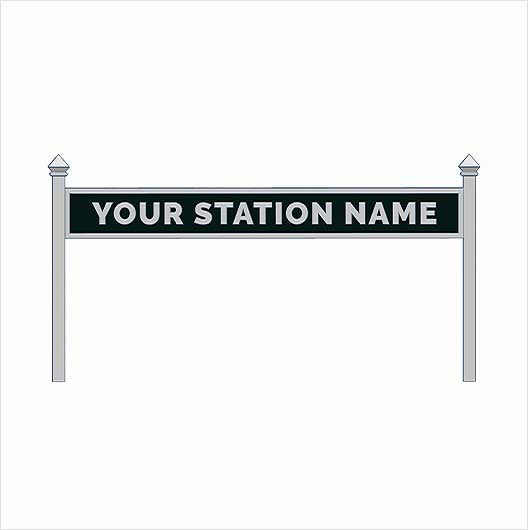 O Scale Pre-Coloured Single-Sided Personalised Steam-Era Station Name Board - Style 1 - One Line of Text