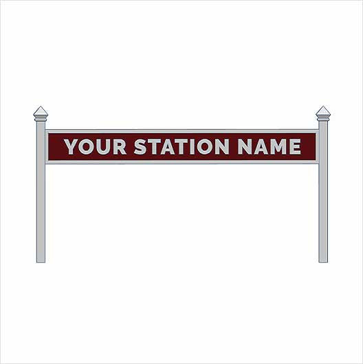 HO Scale Pre-Coloured Double-Sided Personalised Steam-Era Station Name Board - Style 1 - Two Lines of Text