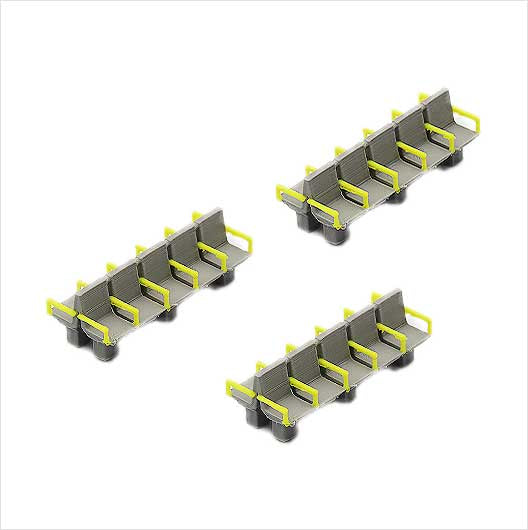 OO Scale Pre-Coloured Station Seating with Yellow Arms - Group of 10