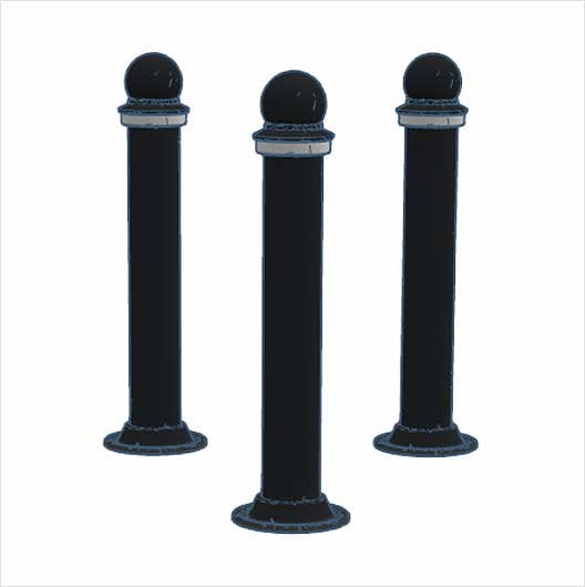 OO Scale Pre-Coloured Slim Pedestrian Bollards