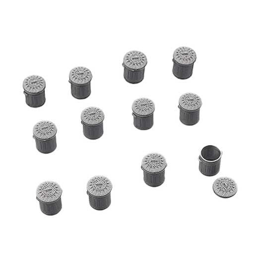 OO Scale Pre-Coloured Galvanised Bin with Removable Lid