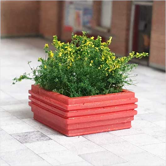 OO Scale Civic Flower Planter - Square (3 pack)