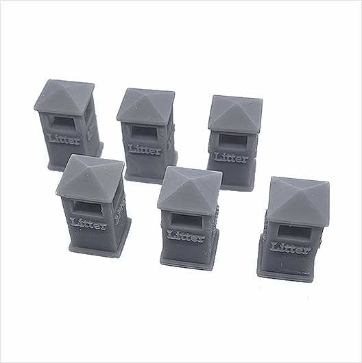 OO Scale Civic Litter Bin - Style 1 (6 pack)