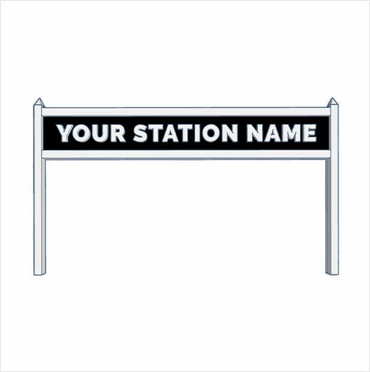 N Scale Pre-Coloured Double-Sided Personalised Steam-Era Station Name Board - Style 2 - One Line of Text