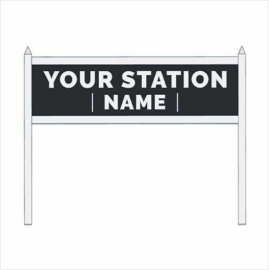 O Scale Pre-Coloured Single-Sided Personalised Steam-Era Station Name Board - Style 2 - Two Lines of Text