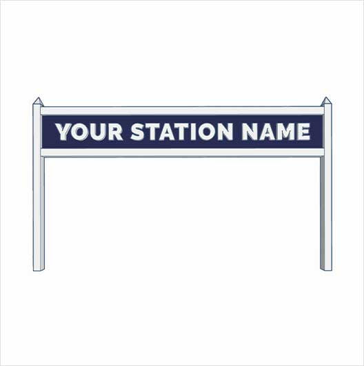 N Scale Pre-Coloured Double-Sided Personalised Steam-Era Station Name Board - Style 2 - One Line of Text
