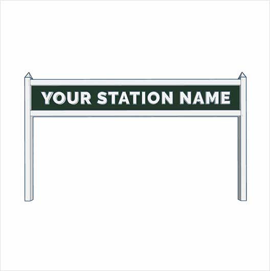 OO Scale Pre-Coloured Double-Sided Personalised Steam-Era Station Name Board - Style 2 - One Line of Text