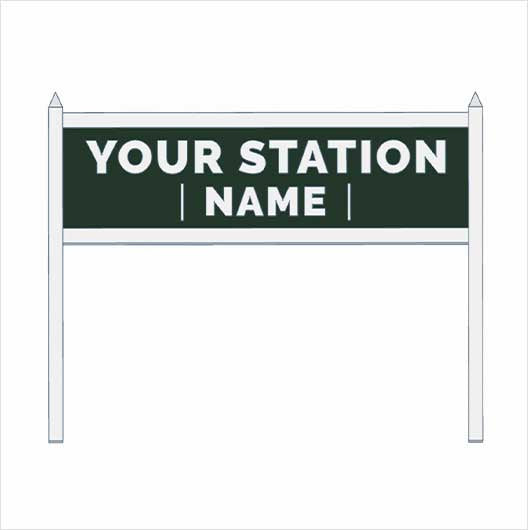 HO Scale Pre-Coloured Double-Sided Personalised Steam-Era Station Name Board - Style 2 - Two Lines of Text