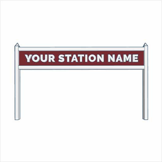 N Scale Pre-Coloured Single-Sided Personalised Steam-Era Station Name Board - Style 2 - One Line of Text