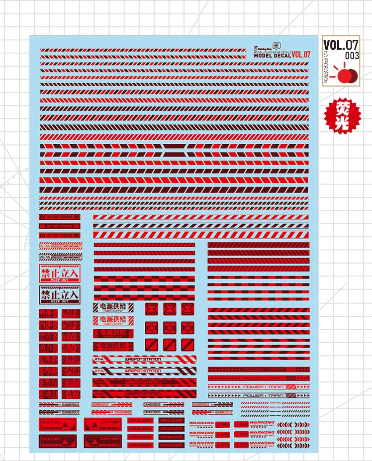 HOBBY MIO VOL7 Safety Warning Decals with fluorescent effect