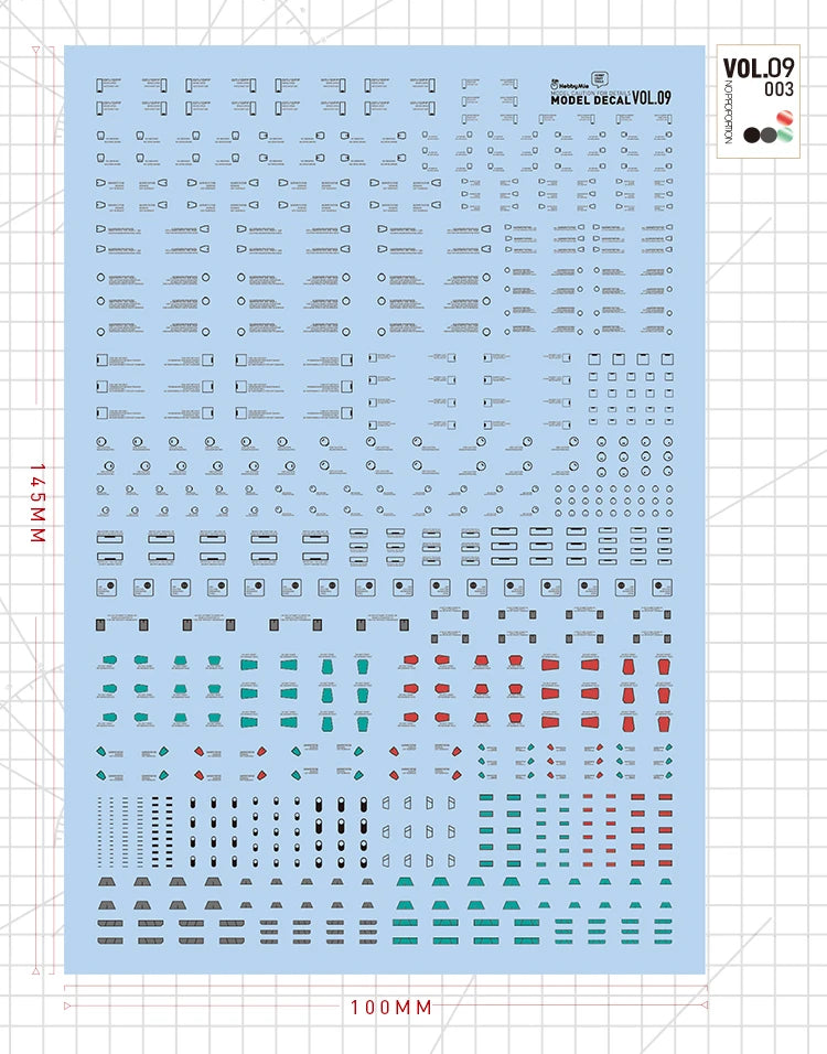 Hobby Mio Vol 9 Mecha Scribing Decals with fluorescent effects