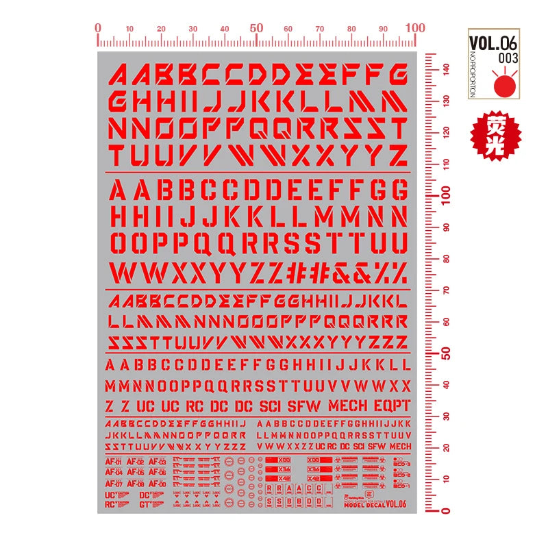 HOBBY MIO Vol 6 SF Lettering Decals with fluorescent effects