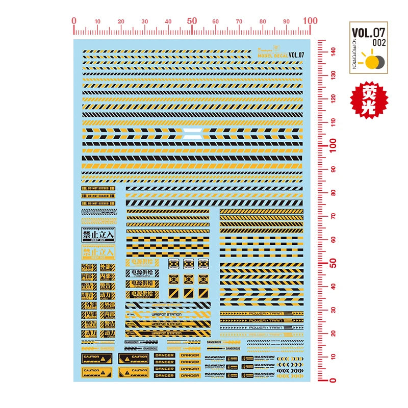 HOBBY MIO VOL7 Safety Warning Decals with fluorescent effect