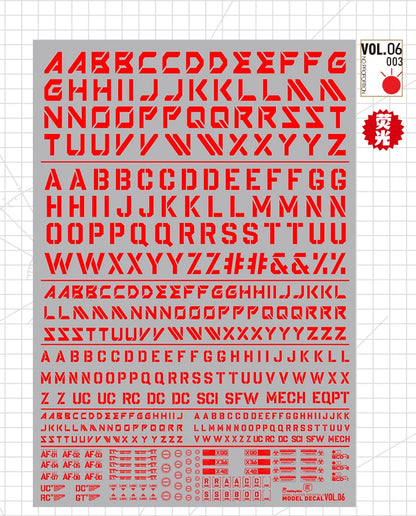 HOBBY MIO Vol 6 SF Lettering Decals with fluorescent effects