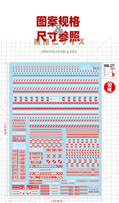 HOBBY MIO VOL7 Safety Warning Decals with fluorescent effect