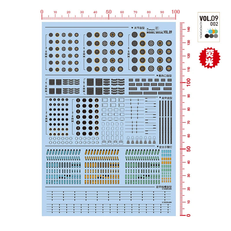 Hobby Mio Vol 9 Mecha Scribing Decals with fluorescent effects