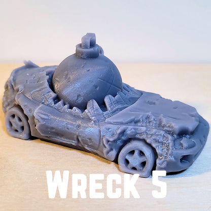 Wrecked cars for wargames, Gaslands, dioramas, model railway