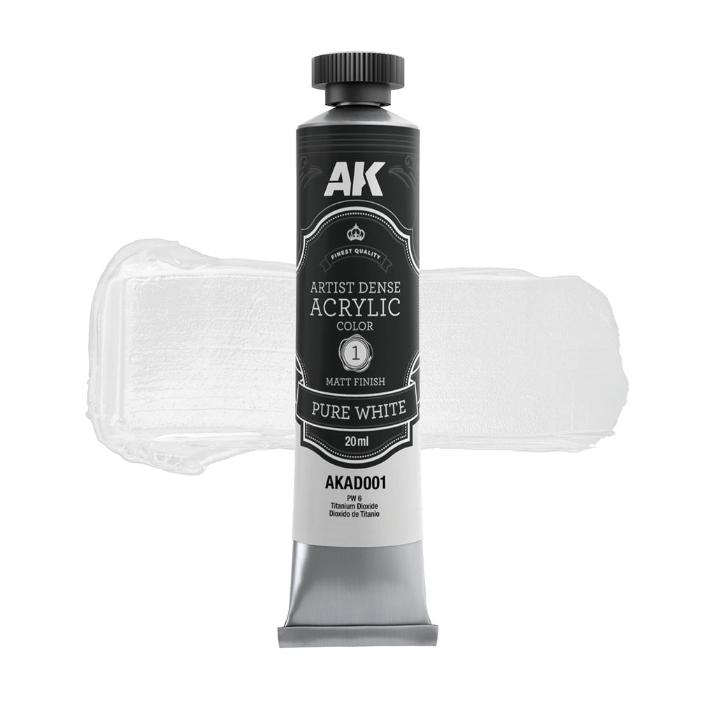 AK Interactive Dense Acrylic Black & White Set (6 Tubes 20ml) (AKAD101)