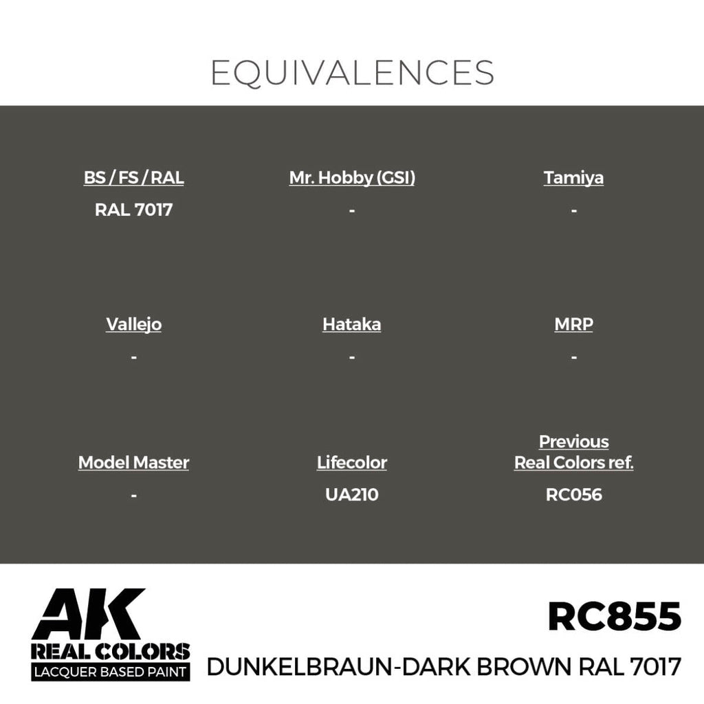 AK Interactive Real Colors - Dunkelbraun-Dark Brown RAL 7017 (RC855)