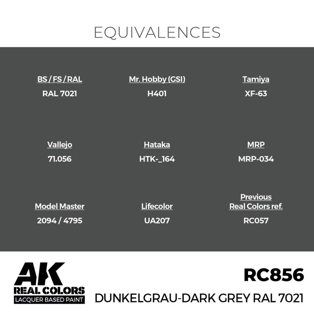 AK Interactive Real Colors - Dunkelgrau-Dark Grey RAL 7021 (RC856)