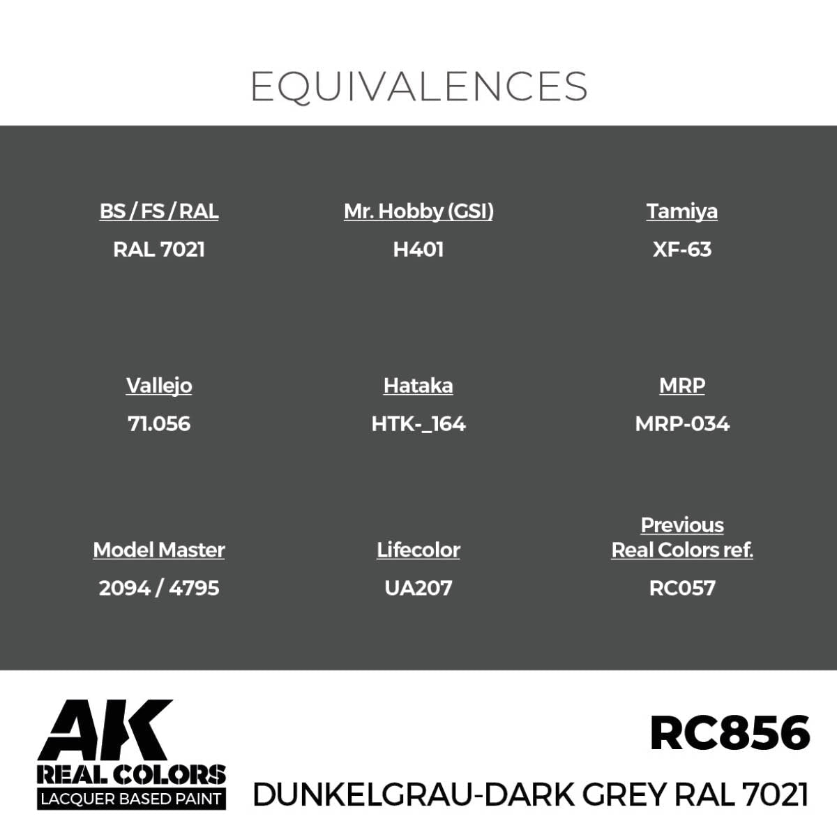 AK Interactive Real Colors - Dunkelgrau-Dark Grey RAL 7021 (RC856)