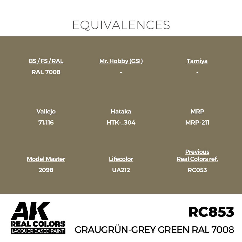 AK Interactive Real Colors - Graugrün-Grey Green RAL 7008 (RC853)