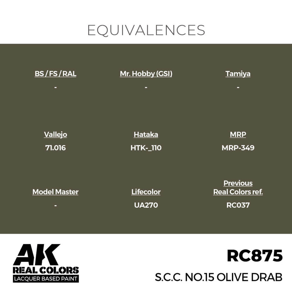 AK Interactive Real Colors - S.C.C. No.15 Olive Drab (RC875)