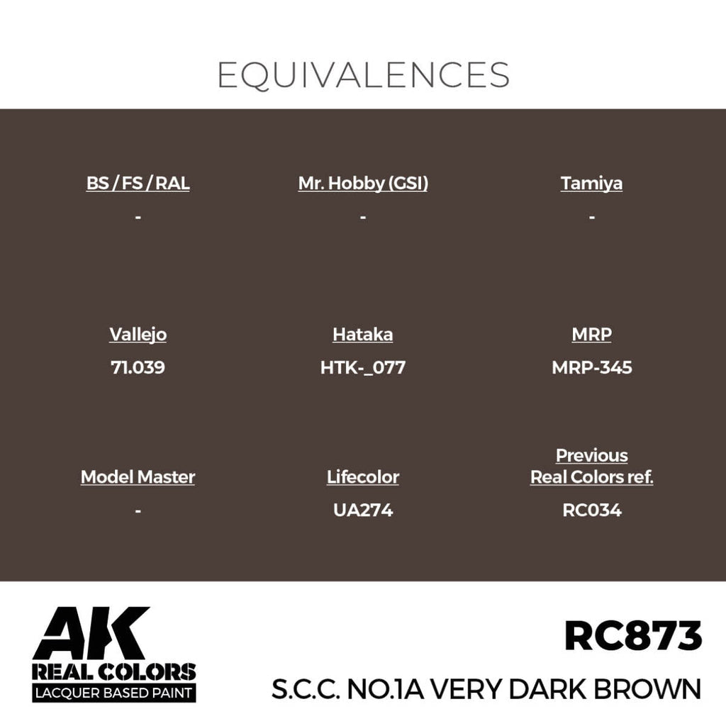AK Interactive Real Colors - S.C.C. No.1A Very Dark Brown (RC873)