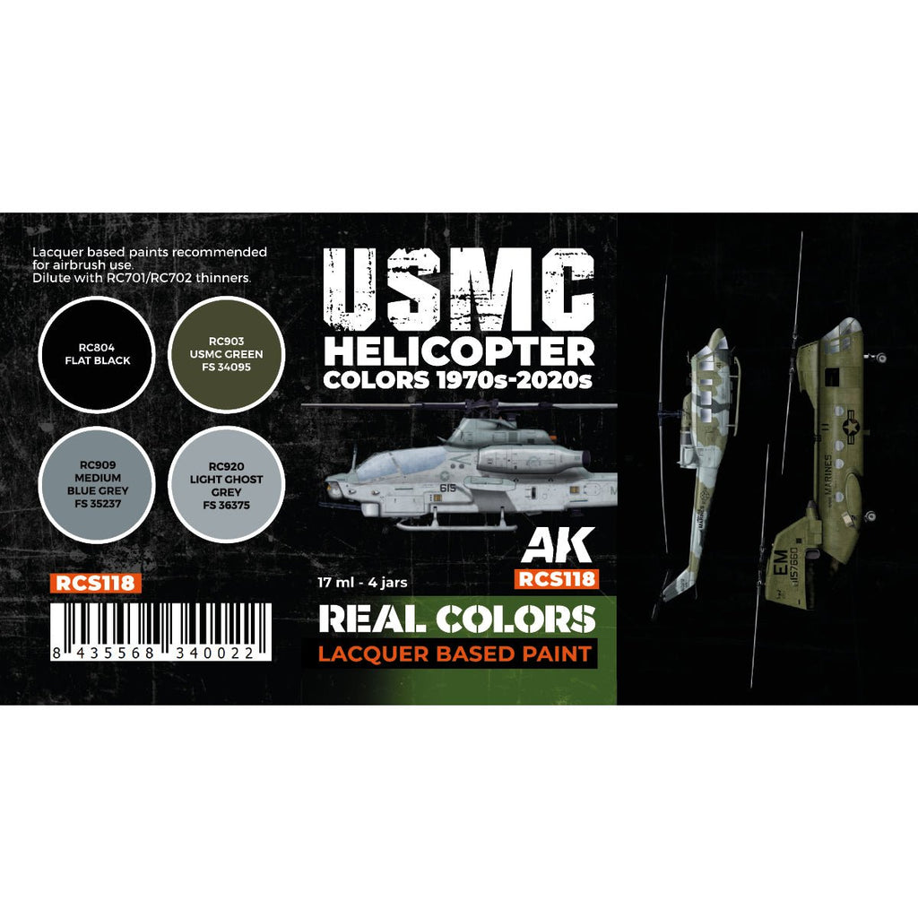 AK Interactive Real Colors - USMC Helicopter 1970s-2020s Set (RCS118)