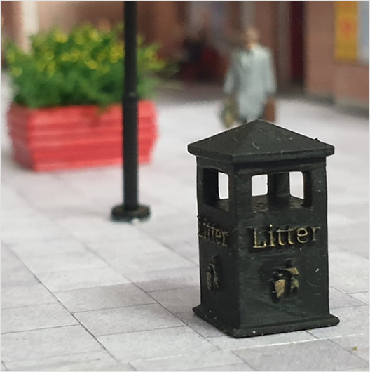 OO Scale Civic Litter Bin - Style 2 (6 pack)
