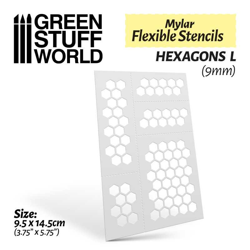 Green Stuff World - Mylar Flexible Stencils HEXAGONS Large (9mm)