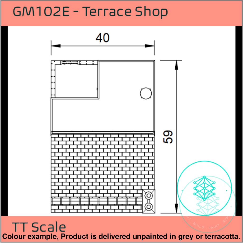 GM102E – Low Relief Terrace Shop TT120/3mm Scale