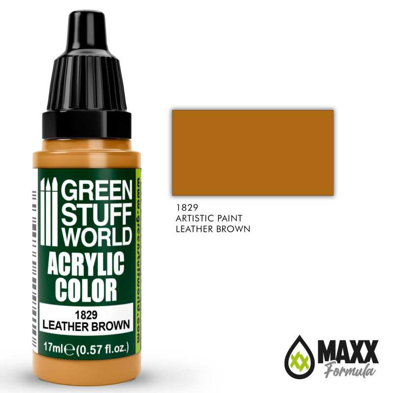 Green Stuff World Acrylic Color Paint - LEATHER BROWN 17ml
