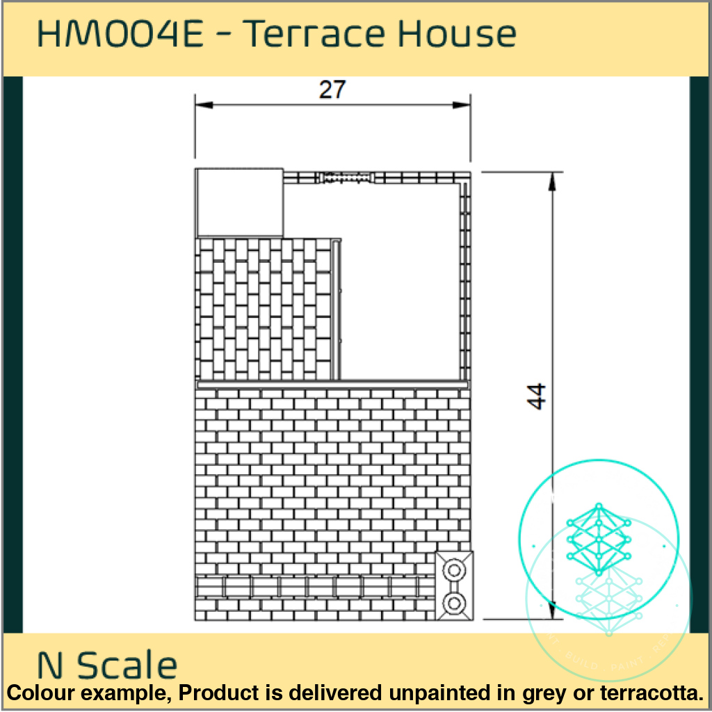 HM004E – Low Relief Terrace House Back N Scale