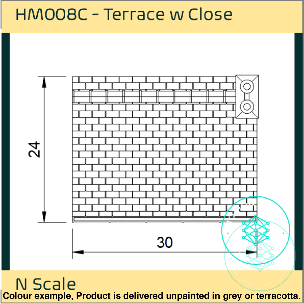 HM008C – Low Relief Terrace House w Close N Scale