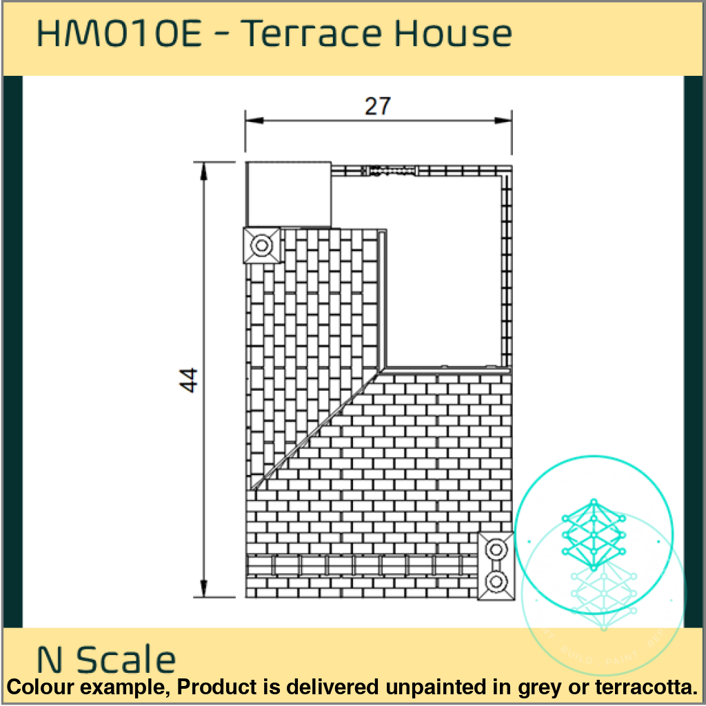 HM010E – Low Relief Terrace House Back N Scale