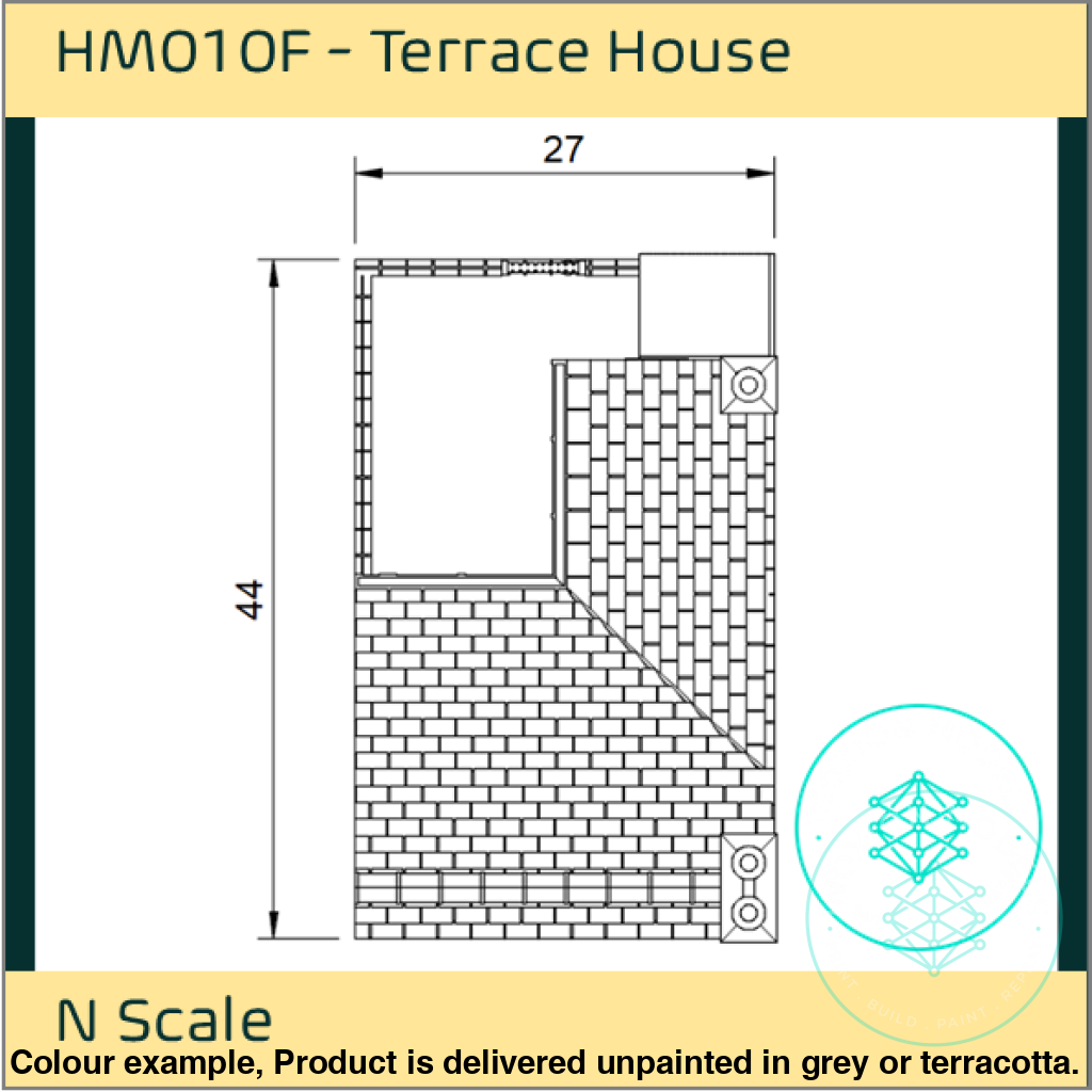 HM010F – Low Relief Terrace House Back N Scale