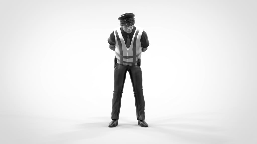 MM173 Traffic Policeman/Security Guard Leaning Over
