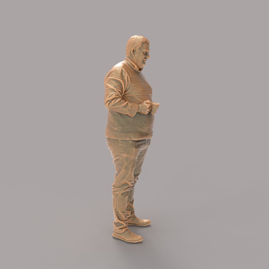 MM284 Grandad in Sweater with Cup of Tea