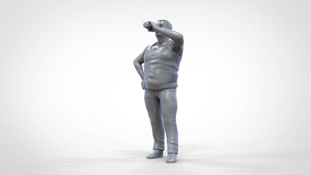 MM303 Large Male Drinking From Bottle/Drunk