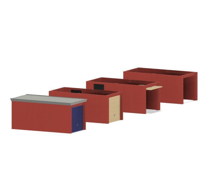 PJD106 Model Railway Brick Garage with Flat Roof