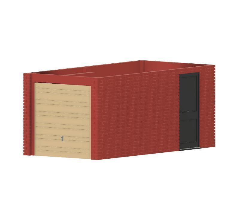 PJD106 Model Railway Brick Garage with Flat Roof