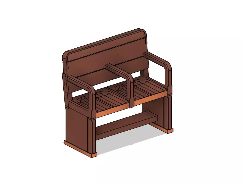 PJD095 Model Railway Waiting Room Wooden Bench
