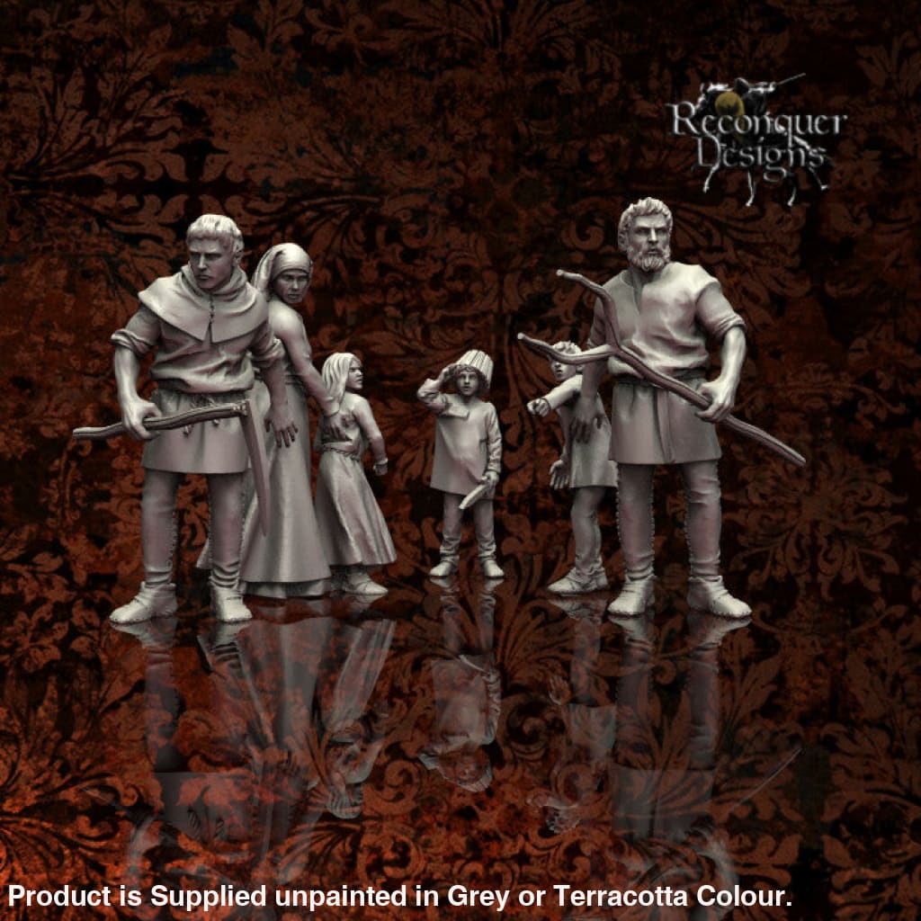 REM0044 Concerned Family Medieval Villagers